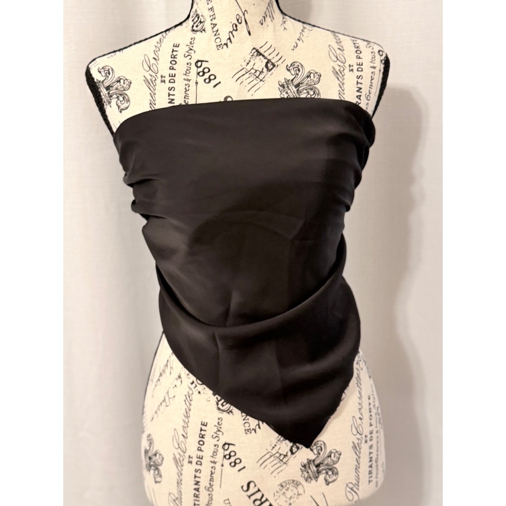 Zara Black Satin Handkerchief Hem Tie Back Strapless Top XL 7752/051/800